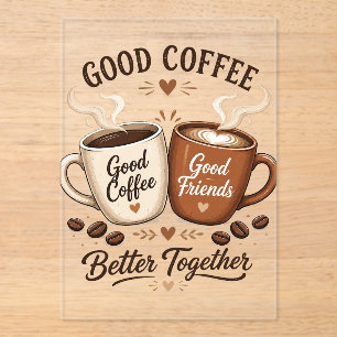 Good Coffee Good Friends with two coffee cups Acrylic Invitations