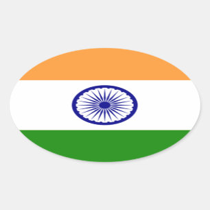 Good colour Indian flag "Tiranga" Oval Sticker