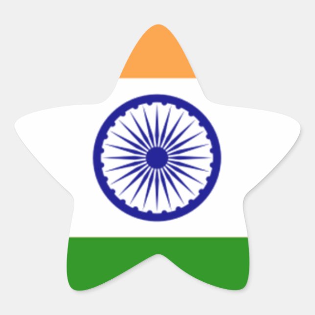 Good colour Indian flag "Tiranga" Star Sticker (Front)