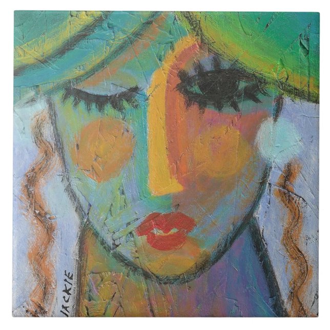 Good Day Abstract Acrylic Painting on OSB Ceramic Tile (Front)