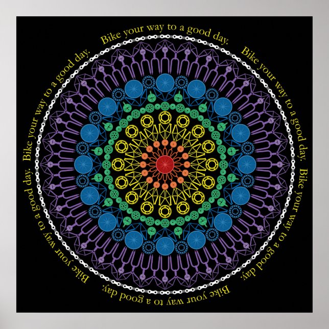 Good Day Bike Mandala with Circle Text Poster (Front)
