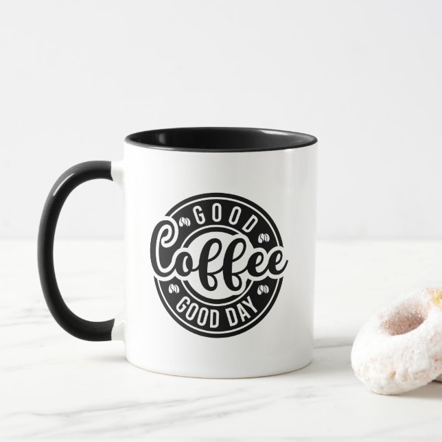 Good day coffee word art mug (With Donut)
