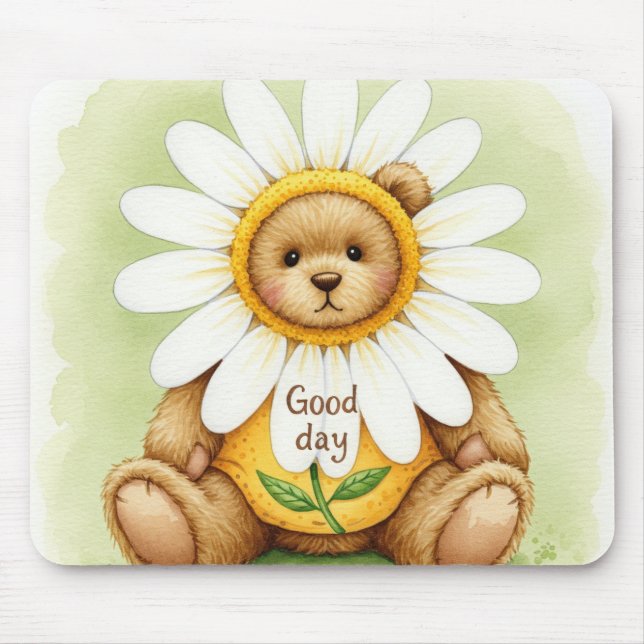 Good Day, Daisy Teddy, by Natasha Us   Mouse Pad (Front)