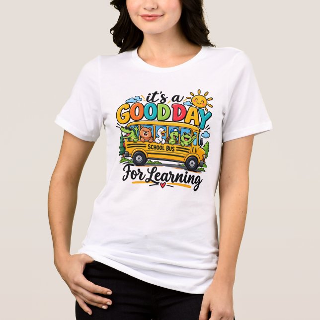 Good Day For Learning Bus Animals Sunshine Tri-Blend Shirt (Front)