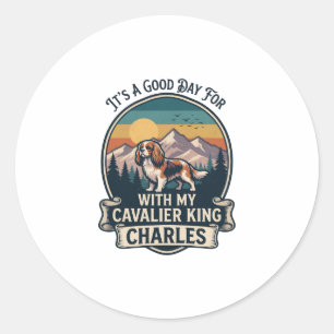 Good Day Hiking Cavalier King Charles Dog Classic Round Sticker