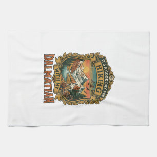 Good Day Hiking Dalmatian Dog Mountains River Tea Towel