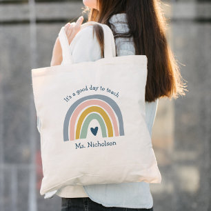 Good Day To Teach Teacher Gift Boho Rainbow Tote Bag