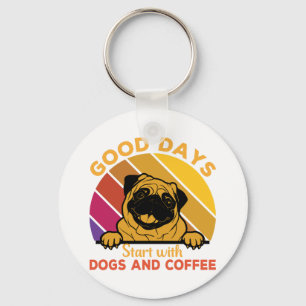 good days start with doge and coffee key ring