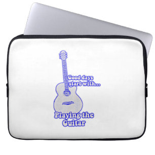 Good days start with playing the guitar. blue laptop sleeve