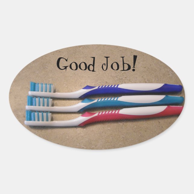 Good Dental Hygiene - Toothbrushes Oval Sticker (Front)
