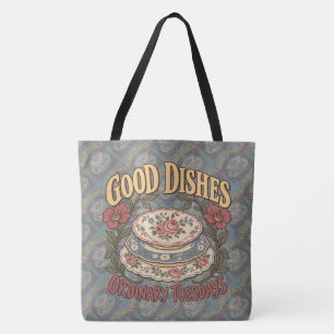 Good Dishes Ordinary Tuesdays Floral China Tote Bag