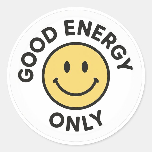 Good Energy Only Cute Similey Sticker (Front)