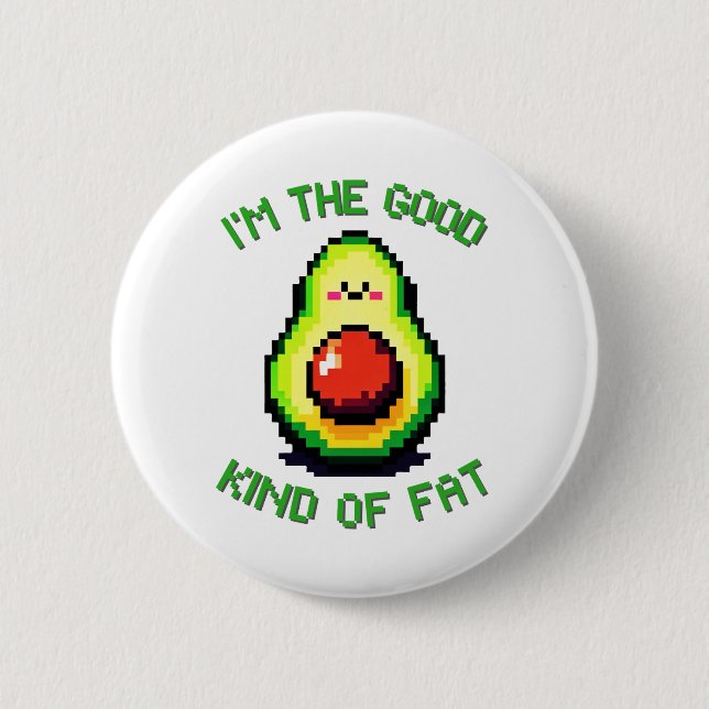 Good Fat Avocado - Funny Pixel Art Food Design 6 Cm Round Badge (Front)