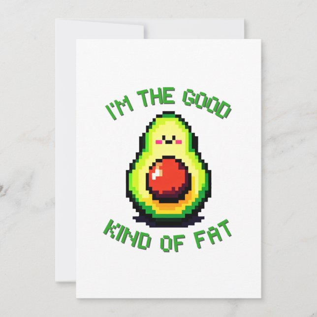 Good Fat Avocado - Funny Pixel Art Food Design Holiday Card (Front)