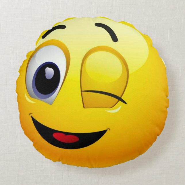 Good Feeling Emoji Round Cushion (Front)