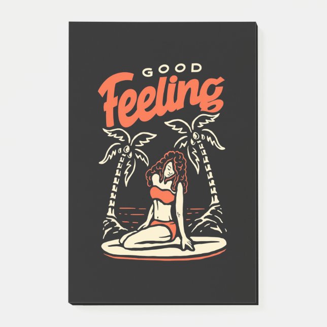 Good Feeling Surfer Girl Post-it Notes (Front)