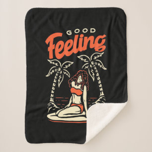 Good Feeling Surfer Girl Sherpa Blanket