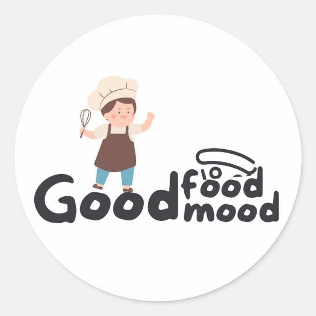 Good Food Good Mood Chef Baking Classic Round Sticker (Front)