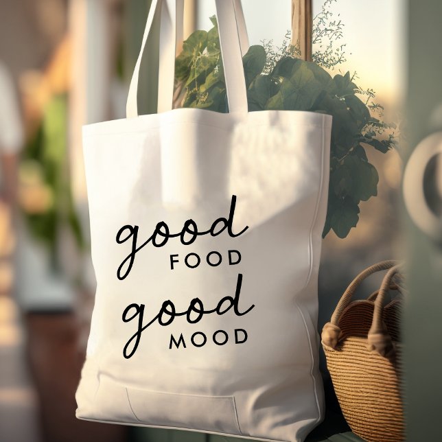Good Food Good Mood | Modern Food Lover Foodie Tote Bag (Creator Uploaded)