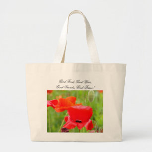 Good Food Good Wine Good Friends Good Times Large Tote Bag