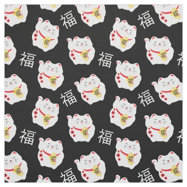 Good Fortune Cat Lucky Charm Fabric (Swatch)