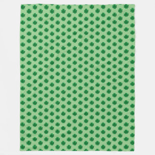 Good Fortune Four-Leaf Clovers on Lime Green Fleece Blanket