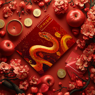 Good Fortune Gold and Red Year of the Snake Notebook