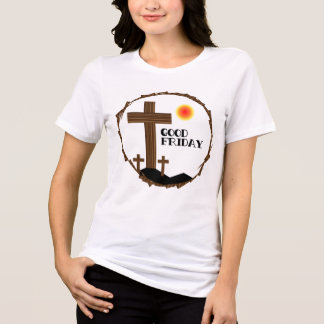 Good Friday Cross Crown of Thorns Christian Faith Tri-Blend Shirt