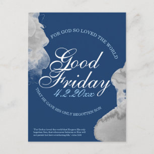 Good Friday FOR GOD SO LOVED THE WORLD in Blue Postcard