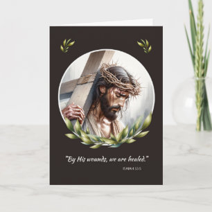Good Friday Jesus With Crown of Thorns and Cross Card