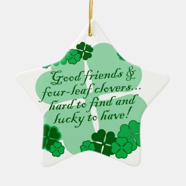 Good Friends and Shamrocks Ceramic Tree Decoration (Front)