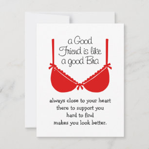Good Friends Are Like Bras, Funny Friendship Card