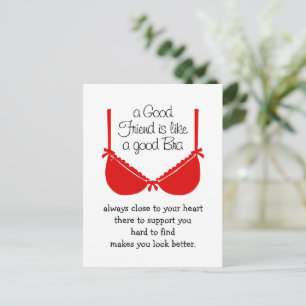 Good Friends Are Like Bras, Funny Friendship Card
