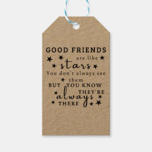 Good Friends Are Like Stars: Friendship Quote Art Gift Tags