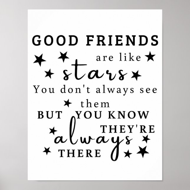 Good Friends Are Like Stars: Friendship Quote Art Poster (Front)