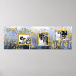 Good Friends Family Gray Gold Vision Board Poster