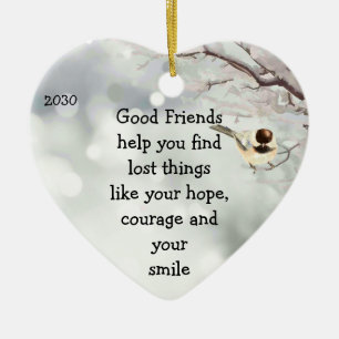Good Friends Friendship Quote Cute Bird Art Ceramic Ornament