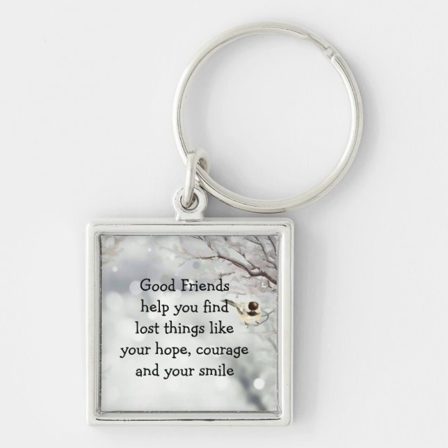 Good Friends Friendship Quote Cute Bird Art Key Ring (Front)