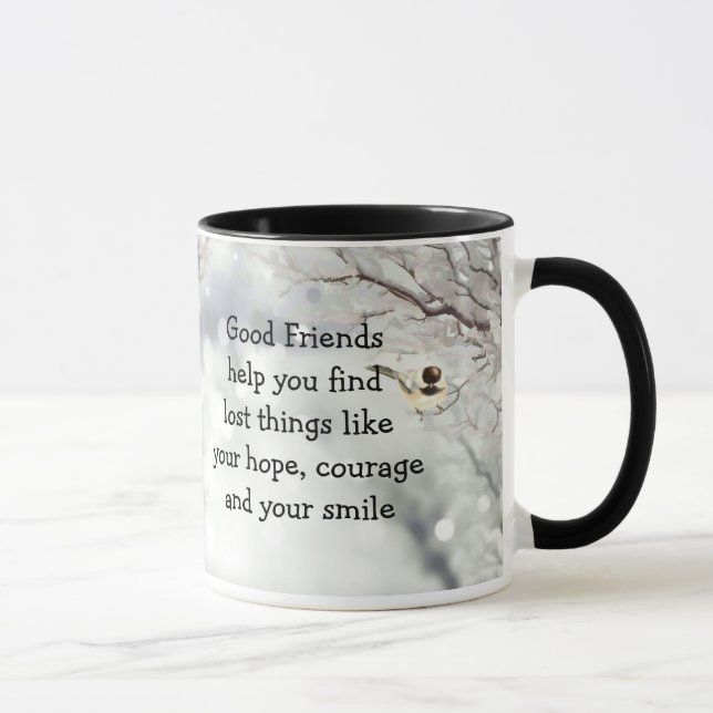 Good Friends Friendship Quote Cute Bird Art Mug (Right)