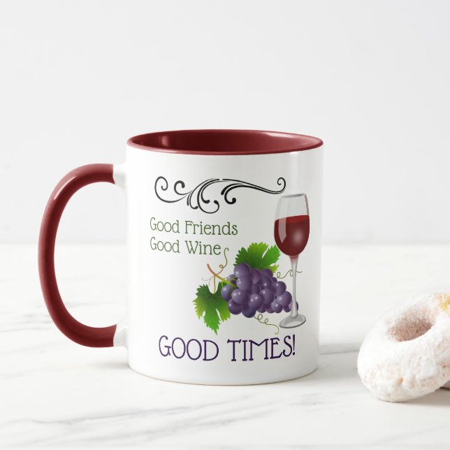 Good Friends, Good Wine Mug (With Donut)