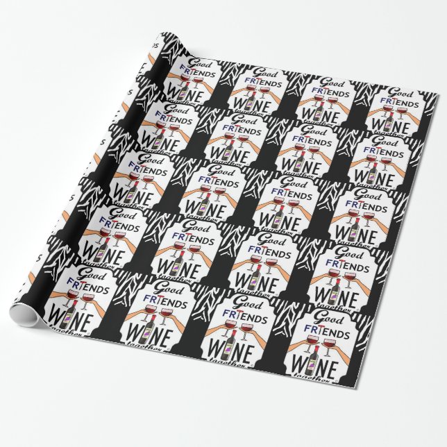 Good Friends Wine Wrapping Paper (Unrolled)