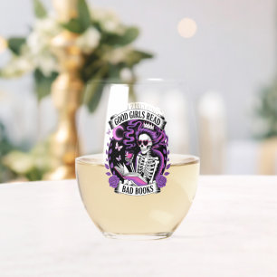 Good Girls Read Bad Books Stemless Wine Glass