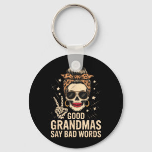 Good Grandmas Say Bad Words Skeleton Skull Leopard Key Ring