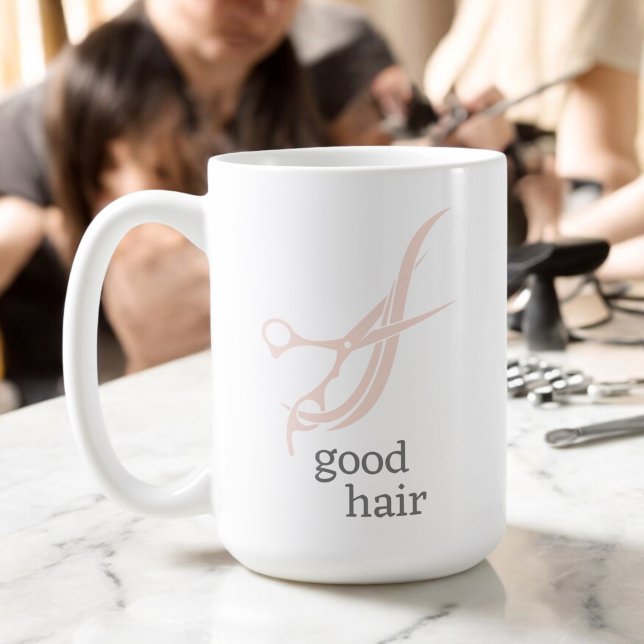 Good Hair Simple Logo Hair Salon Coffee Mug (A stylish hair salon logo coffee mug.)