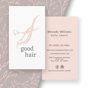 Good Hair Simple Logo Hair Stylist Colourist Business Card