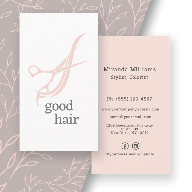 Good Hair Simple Logo Hair Stylist Colourist Business Card (A simple and chic business card for hair stylists and colorists gets you noticed!
)
