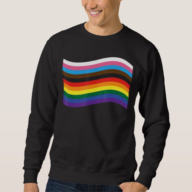 Good & Happy Progress Gay Pride Rainbow Wave Flag  Sweatshirt (Front)