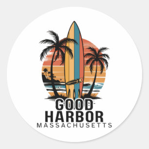 Good Harbour Beach Machusetts Surfing Surfer Classic Round Sticker