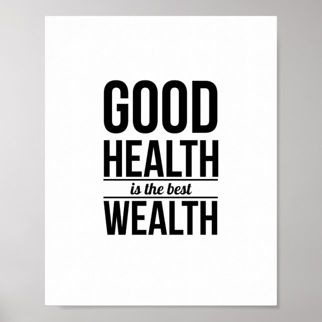 good health inspirational quote black typography poster (Front)