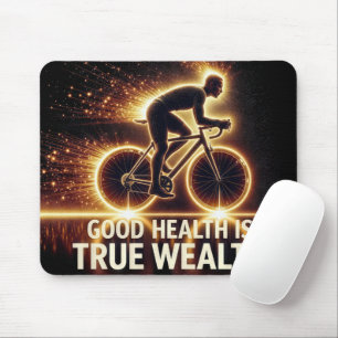 Good Health Poster With Neon Cyclist Mouse Pad